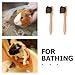 VANZACK 2Pcs Soft Bristle Pet Bathing Brush with Wood Handle for Hamsters Guinea Pigs Rabbits Small Animal Grooming and Bath Care