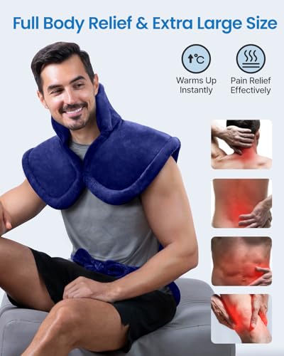 Image of RENPHO King Size Heating Pad for Back, Birthday Gifts for Mom Wife Men, FSA Eligible, 24 inchx37 inch Large Weighted Electric Heat Pad for Neck and Shoulders, ETL Certified, Midnight Blue