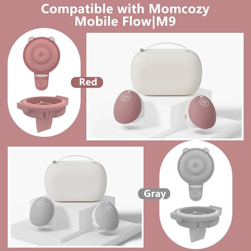 Image of 1pcs Duckbill Valves and 1pcs Double-Layed Diaphragm Compatible with Momcozy Upgraded Mobile Flow M9, Upgraded M9 Valve Diaphragm Breastfeeding Parts, Not Original Parts, 2Pack Red
