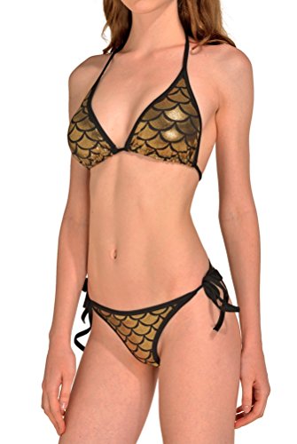 Alaroo Women's String Triangle Two Piece Mermaid Scale Bikini Swimsuit