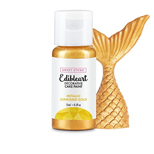Image of Sweet Sticks Edible Art Decorative Cake Paint 0.5 Ounce (15 Milliliters), Metallic Sunkissed Gold