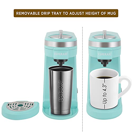 CHULUX Single Serve 12 Ounce Coffee Brewer,One Button Operation with Auto Shut-Off for Coffee or Tea,Cyan
