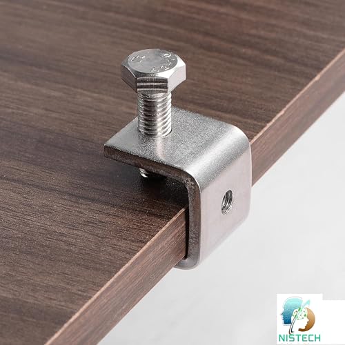 Image of NISTECH Mini Desk Clamp Stainless Steel C Clamps (Pack of 2) Mini 0.79 inch Wide Jaw Opening Small Metal U Clamp for Woodworking Welding Building Household Mounting- 2pc.