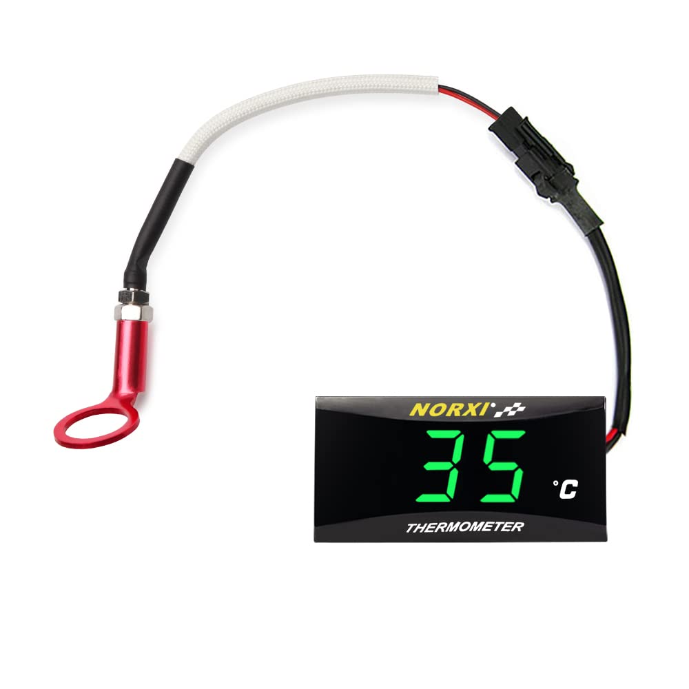Cylinder Head Temperature Meter Engine Temperature Gauge with 10mm 14mm Probe Sensor Adapter (Green,14mm)