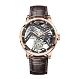 AGELOCER Tourbillon Watches Men, Original Ultra Thin Classic Style, Skeleton Manual Mechanical Watch, Leather Strap Mens Waterproof Dress Watch Gift