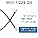 Heroson15611-08-08RW Hydraulic Hose Assembly 1/2 ”,Hydraulic Hose with Female JIC X Female JIC,3988PSI,36 ”Long,Black