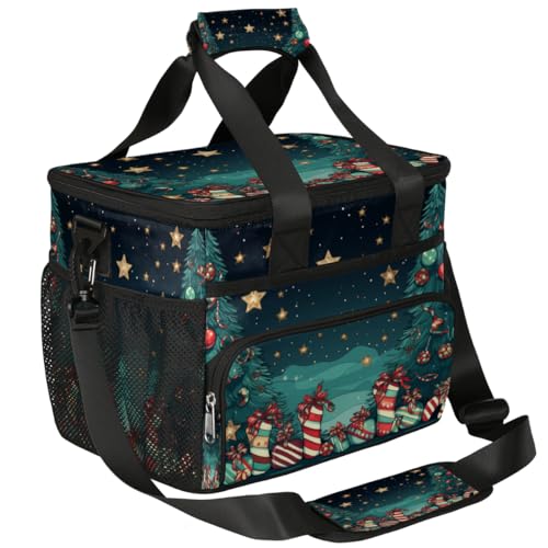 Insulated Picnic Backpack Lunch Box for Women Men Picnic Basket Tote Lunch Bag Picnic Bag Portable Lunch Bags for Picnic, Beach, Work, Trip,Office, Camp Christmas Night
