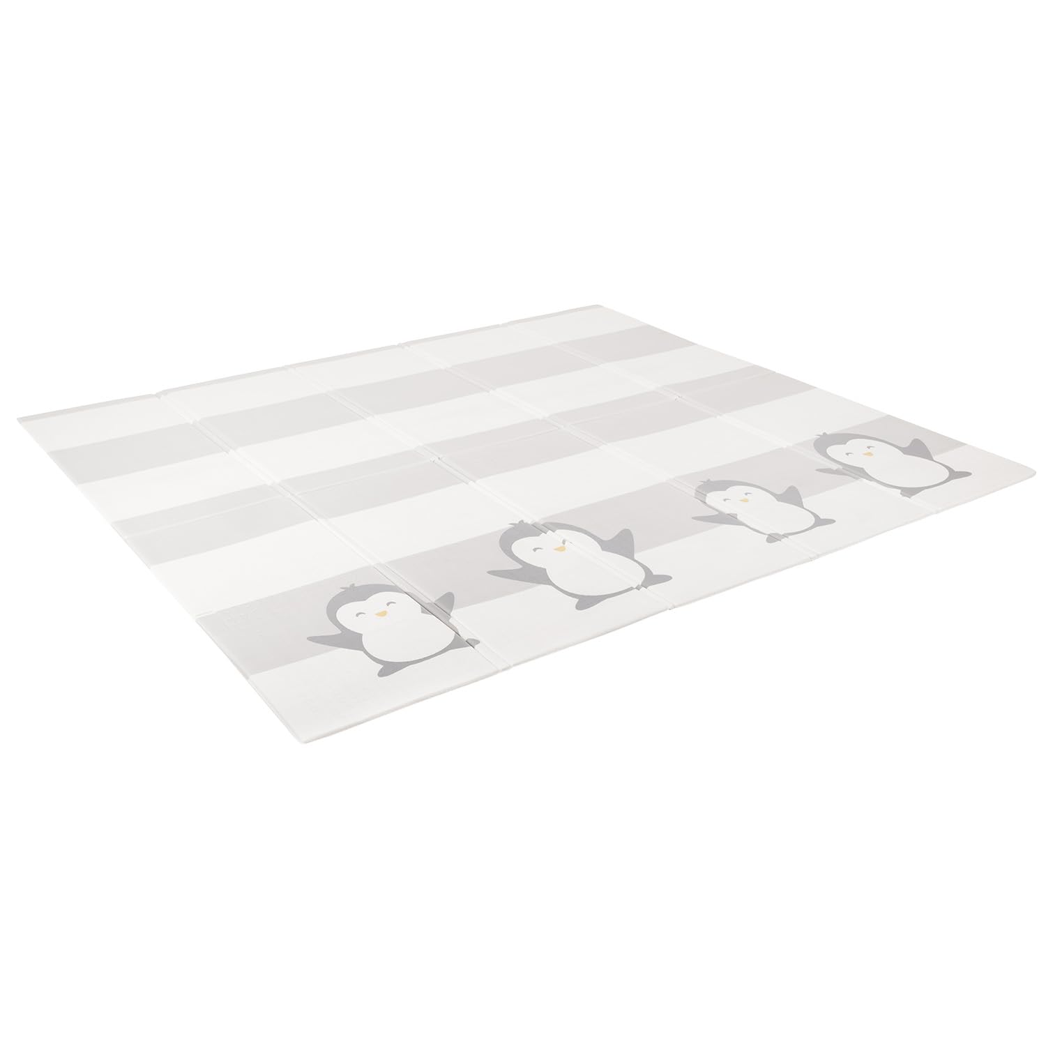 KiddyMoon Tappetino Da Gioco Per Bambini Tappeto Gattonamento In Schiuma Reversibile Pieghevole Tappeto Neonato Impermeabile Con Motivi Educativi Per Interni Ed Esterni 180X200x1cm, Bianco-Pinguino