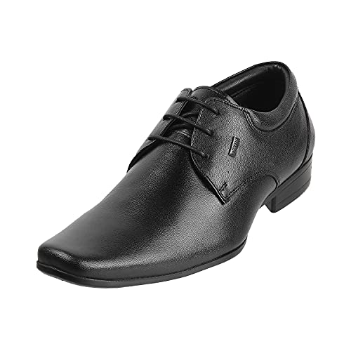 Image of Metro Men's Leather Texture Panel Stylish Lace-up Formal Shoes