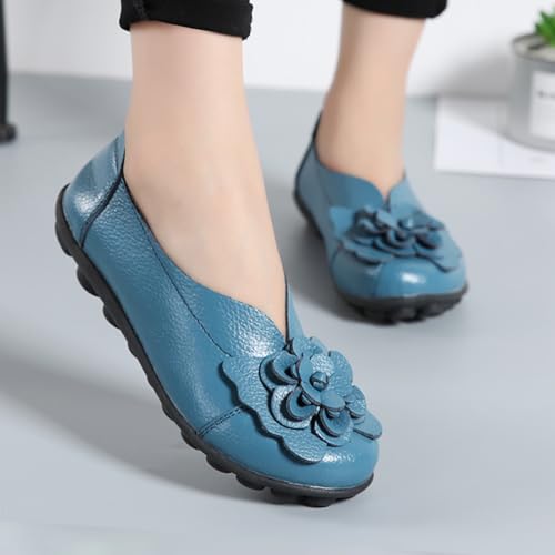Image of MOYOWEI Women's Leather Slip On Loafers Colorful Flat Shoes