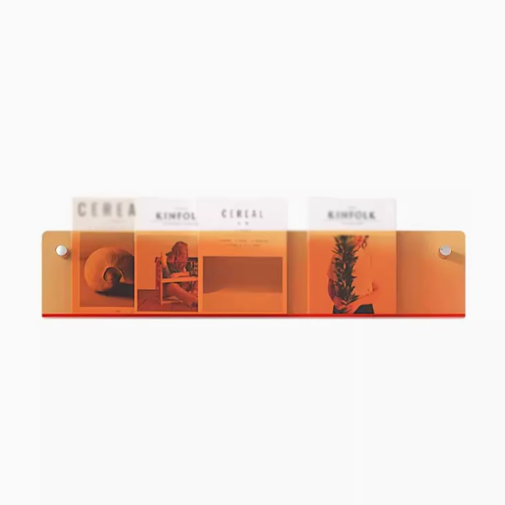 niezbędne artykuły domowe， Regał ścienny na książki, stojak gazety do salonu, sypialni, gabinetu, biura, dekoracyjny(Orange,80cm/31.5in)