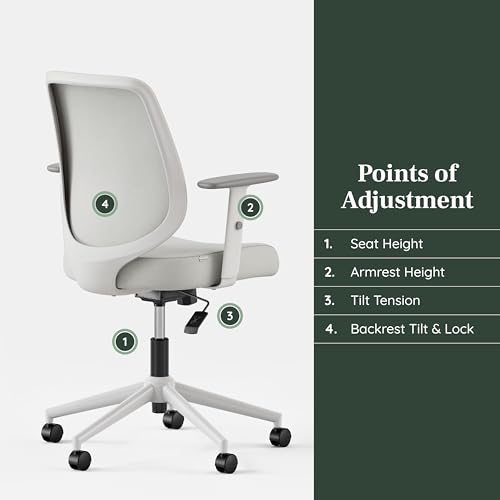Image of Branch Daily Chair - Vegan Leather Office Chair with Swivel, Lumbar Rest, and Adjustable Armrests - Comfortable Seating for Improved Posture and Productivity - Limestone | Lumbar Rest and Adjustable Armrests, Comfortable Seating for Improved Posture and Productivity, Limestone