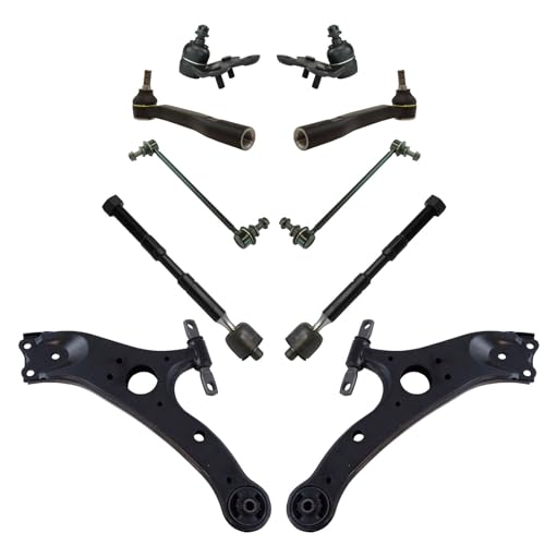 TRQ Front Steering & Suspension Kit Ball Joint Control Arm Sway Bar Stabilizer Link Tie Rod Compatible with 2011-2020 Toyota Sienna
