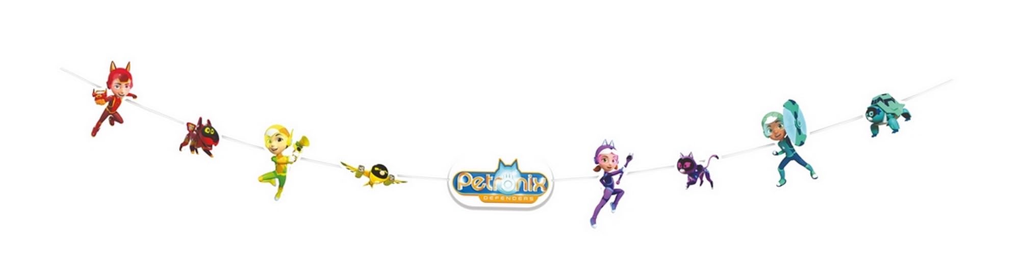 P'TIT CLOWN - 23199 - Girlanda Petronix Defenders™ - 3,6 m - Idealna na urodziny dla dzieci - Oficjalna licencja