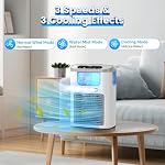 Mini Klimagerät Mobile Klimaanlage 1200 mAh Akku Luftkühler mit 600ml Wassetank Mini Mini Ventilator Air Conditioner Camping Kleine Klimaanlage Tragbar 7 Farben Nachtlicht 3 Sprühmodi Wiederaufladbar – Bild 3