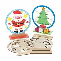 Baker Ross FC112 Christmas Wooden Snow Globes - Pack of 5, Wooden Crafts to Make and Decorate, Make Your Own Christmas Decorations
