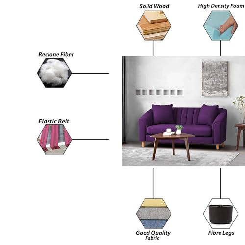 Image of Doraldo 2 Seater Sofa Set for Living Room (Purple) Premium Fabric Sofa