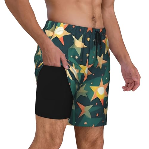 Short de bain double couche homme imprimé rétro EdWal confortable - 3