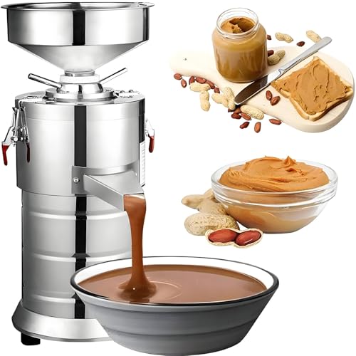 WOTZOV Molinillo eléctrico Comercial para nueces, 1100 W, 15 kg/h, para Mantequilla de Cacahuete, 2850 r/min, para despulpar almendras y sésamo, Ideal para la Cocina.