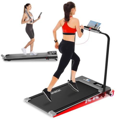 Image of Walking Pad, HOWHAI Treadmill with Incline, Brushless 2 in 1 Foldable Under Desk Portable Treadmills for Home /Office with App, Bluetooth Music, Remote Control & LED Display (300lbs Capacity)