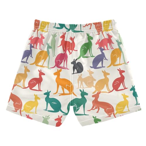Boys Quick Dry Swim Trunks with Pockets Colorful Silhouette Kangaroo Animal Beach Shorts for Kids Toddler Swimsuit2