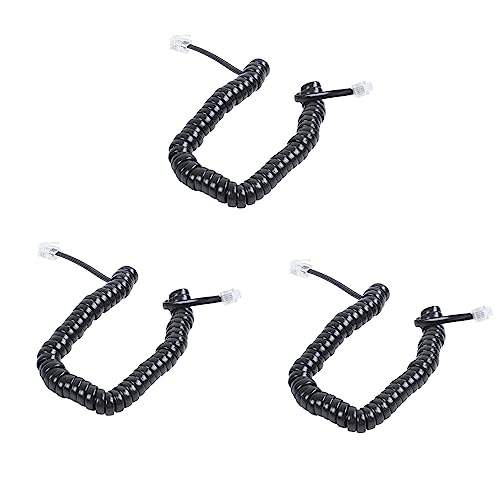 Pyugxab 3piezas 9.3 pulgada Negro RJ9 Cable Cordon de Bobina del Modem del Telefono