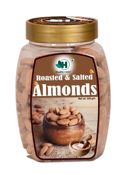 Healthy roots Premium Roasted & Salted Almonds(250gm) | Badam Dry Fruit | Flavourful & Crunchy Snack