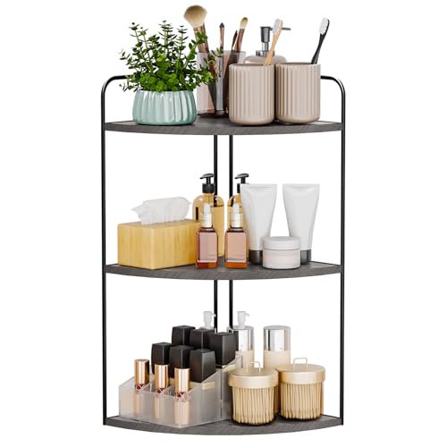 Forest Angle Bathroom Counter Organizer,Countertop Organizer,Vanity Organizers,Bathroom Storage,Bathroom Sink Caddy,Counter Shelf,Corner Counter,Corner Shelves(Black-Grey)