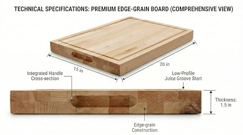 Tabla de cortar de madera de arce 20 x 15 pulgadas reversible con ranura para jugos miniatura 3