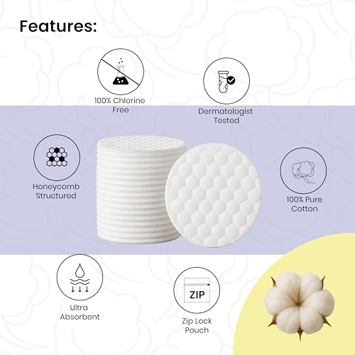 Image of Nevae Cotton Pads for Face (70 pcs) | 100% Pure Cotton | Soft, Lint-Free, Double Sided | Makeup Remover, Toner & Skincare Use | (50 Pcs each+20 Pcs each)