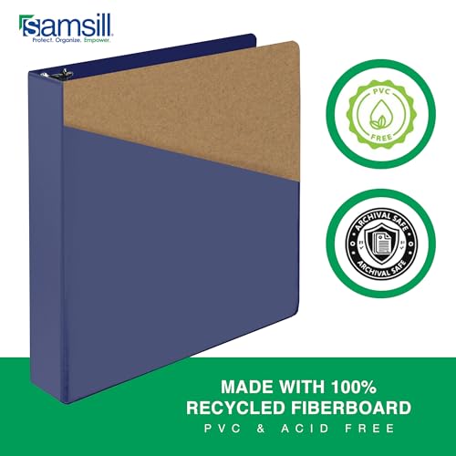 Image of Samsill Durable 1.5 Inch Binder, D Ring Binder, Customizable Clear View Cover, Midnight Blue, Holds 350 Pages