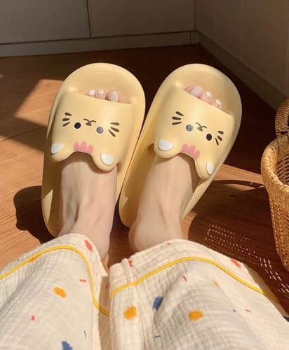 EVA Thick Sole Cat Slippers for Women，Cute and Comfy Summer Bathroom & Home Slides with Soft Cushioning3