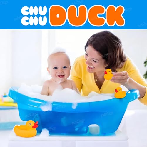 Image of Zest 4 Toyz Chu Chu Duck Bath Toy Set Duck Toy for Kids Floating Rubber Duck Family Safe & Fun Water Play Baby Toys for Kids Babies & Toddlers (Pack of 4) Yellow
