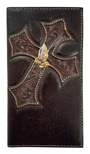 Custom Praying Hands Nocona Cross Long Chocolate Wallet