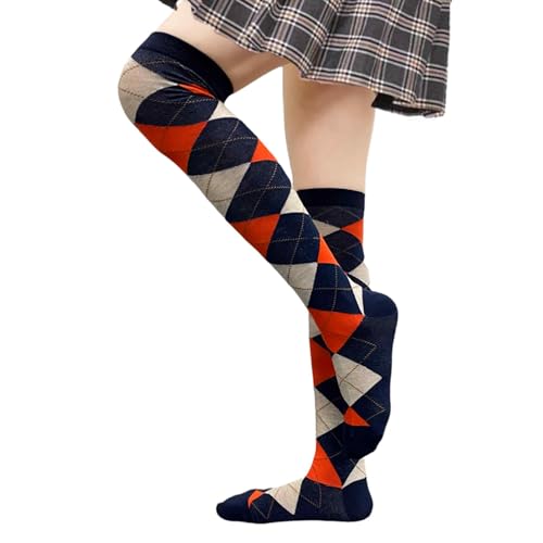 Image of COUVER Women's Thigh High /Over Knee Fashion Argyle Socks, Medium, 1 Pair