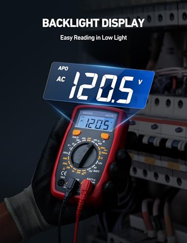 AstroAI Digital Multimeter Tester 2000 Counts with DC AC Voltmeter and Ohm Volt Amp Meter; Measures Voltage, Current, Resistance, Continuity and Diode, Black