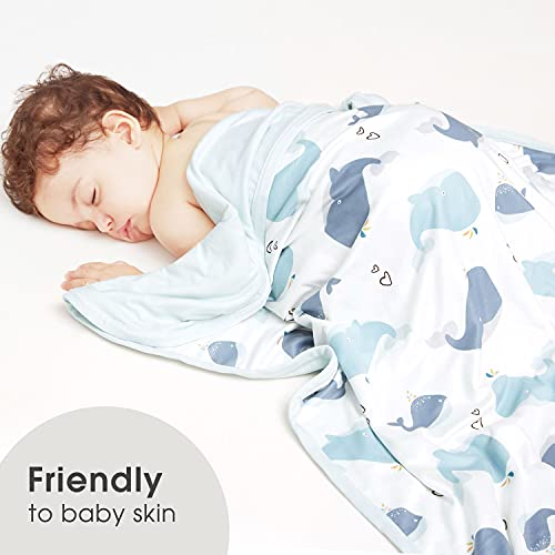 Image of GRSSDER Baby Blankets Super Soft Jersey Knit Swaddle Blanket for Baby Girls and Boys, Double Layer Receiving Blankets 34 x 44 Inches Extra Large for Baby Swaddling, Lovely Whale