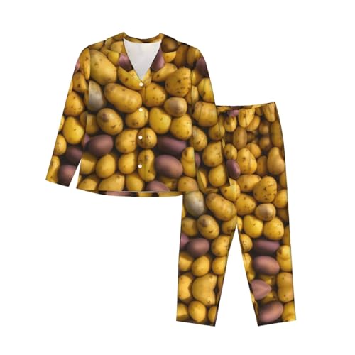 Ensemble pyjama 2 pièces anti-transpiration imprimé pommes de terre stretch