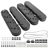Tektall LS Smooth Cast Aluminum Valve Covers with Coil Mounts and Covers Compatible with Che-vy Smal