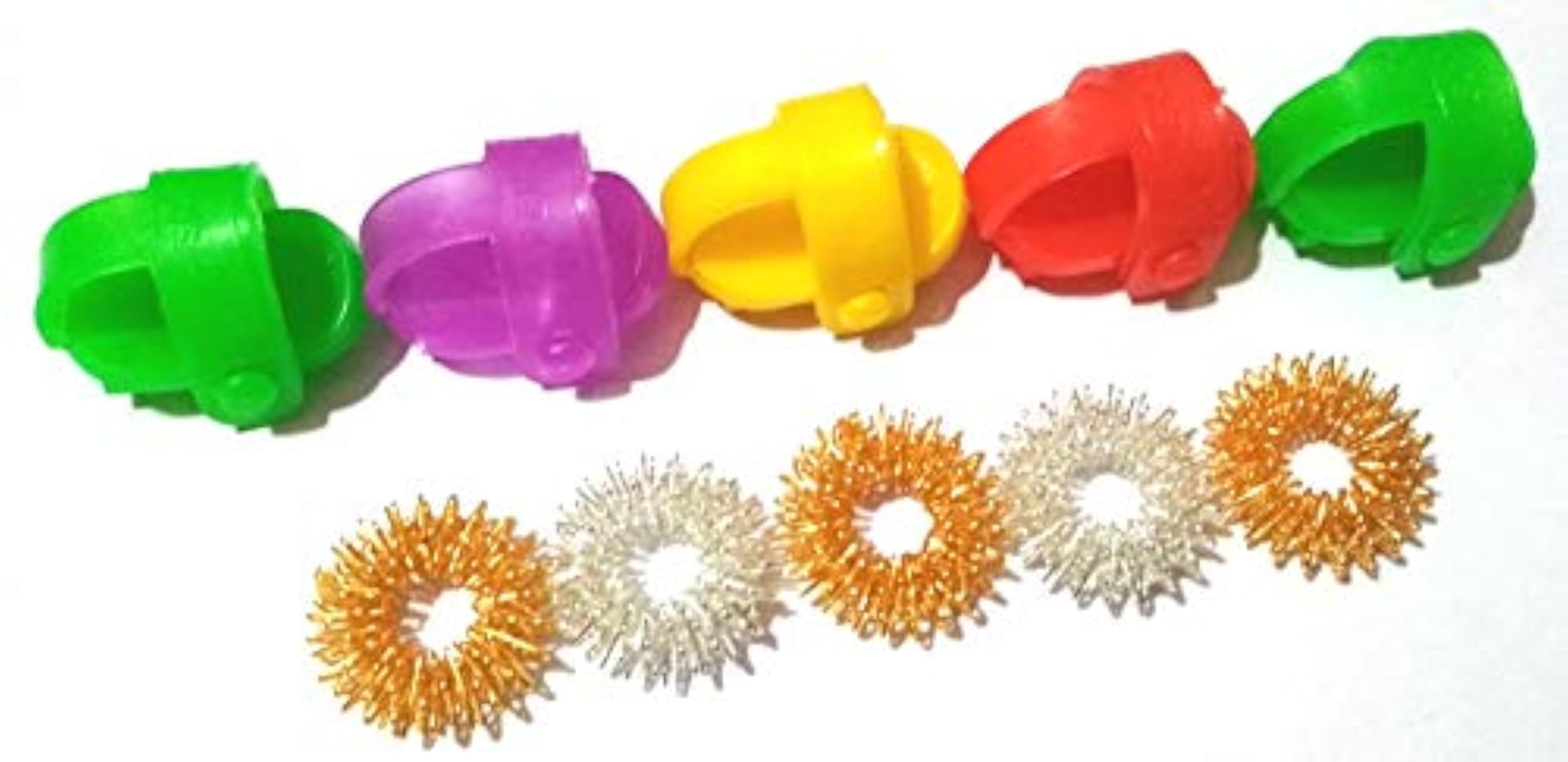 Sujok Metal Ring Set with Acupressure Thumb Pad (10 Pcs)