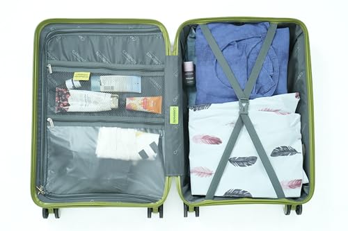 Image of CARRIMATE Florence Trolley Bag Set of 2 | Medium 63 cm & Large 73 cm | Polypropylene Hard Luggage Suitcase | Lightweight Travel Trolly Bags | Combination Lock | Anti-Theft Zippers | Green