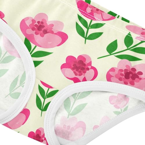 Toddler Underwear Floral 2t Cotton Cute Panties Girl Animals Underpants Briefs Pink Flowers Spring Beige4