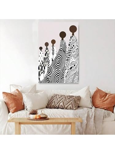 Toile africaine noir et blanc petit format 21x30 cm prête à suspendre