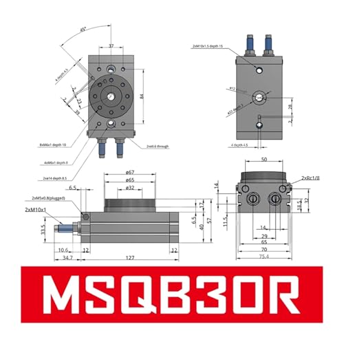 Cylindre pneumatique rotatif réglable 0-190° MSQB20A pour table rotative - 3