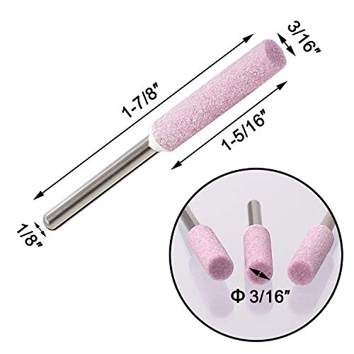 OIIKI 16 Pack Burr Grinding Stone File, Chainsaw Sharpener 3/16 Inch 5mm (Pink)