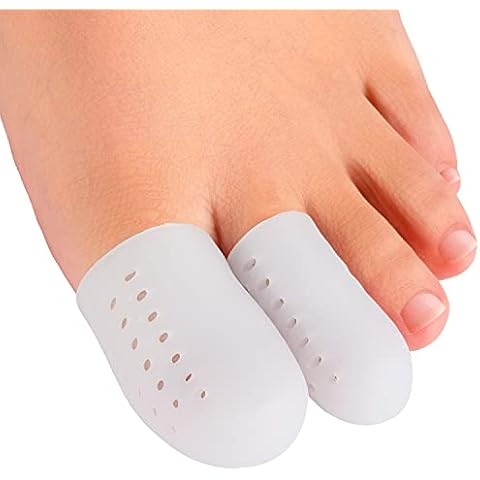 Welnove Pack of 16 Toe Protectors, Gel Toe Caps, Breathable Toe Sleeves, Pain Relief and Prevention for Corns, Blisters and Ingrown Toenails (10 Large for Big Toes + 6 Medium for Small Toes) - White Cover