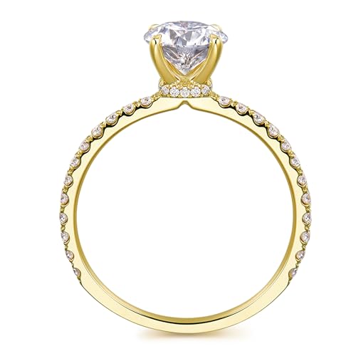 14K Gold Moissanite Rings, 14K Gold Moissanite Engagement Ring, 1ct Round Moissanite Rings for Women3