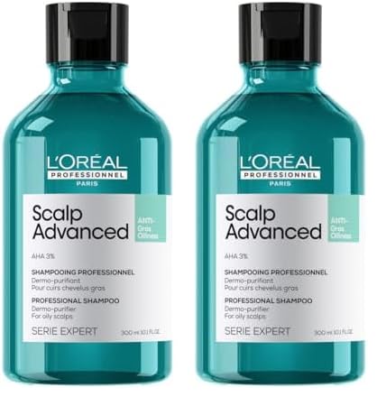 L'Oréal Professionnel Haarshampoo zur Reinigung fettiger Kopfhaut, Scalp Advanced, Anti-Oiliness Dermo-Purifier Shampoo, 300 ml (Packung mit 2)