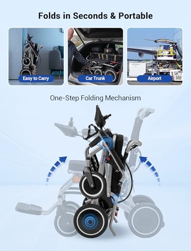 Image of Aotedor Electric Wheelchair for Adults, Lightweight Foldable Power Chair for Travel, 15 Mile Range Motorized Wheelchair with Electromagnetic Brake, Easy 360 Joystick Control, Silver