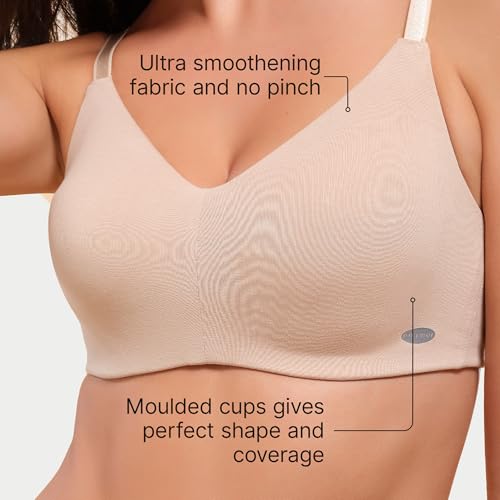 Image of Enamor Women's Everyday Cotton T-Shirt Bra - Non-Padded, Non-Wired, Full-Coverage, Pinch-Free, Ultra-Smoothing Design